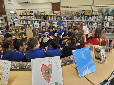 Students enjoying a story